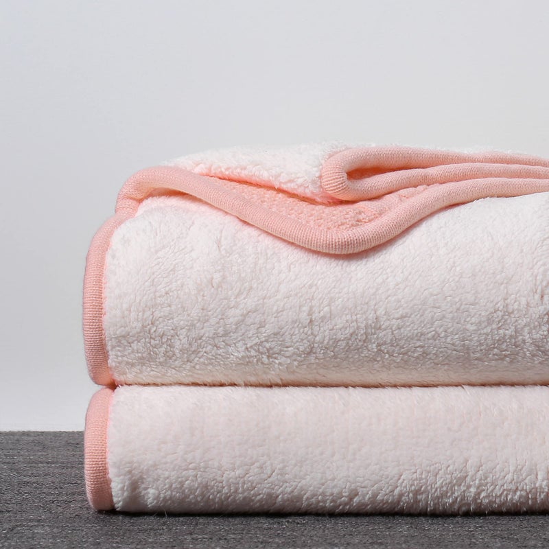 Longhui bedding Pink Acrylic Cable Knit Sherpa Throw Blanket - Thick  Soft  Big  Cozy Knitted Fleece Blankets for Couch  Sofa  Bed - 50"" x 63"" - Image 2